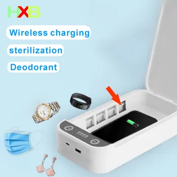 

HXB Phone UV Sterilizing Box With Wireless Charger For Samsung iphone xiaomi huawei Watch Cosmetics Mask Bracelet