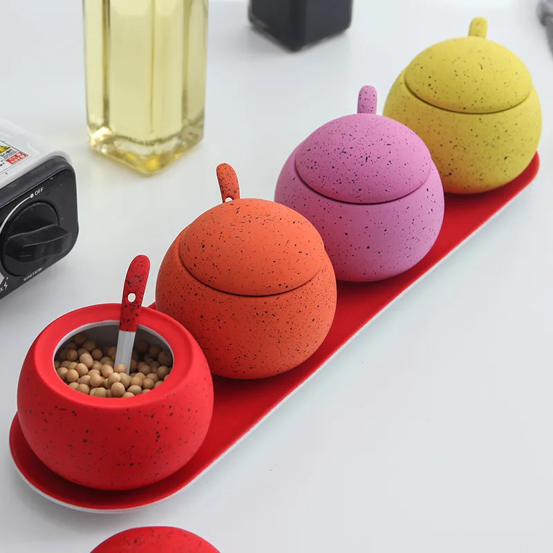 Kitchen Ceramic Seasoning Pot Candy Coffee Tea Pot Seasoning Pot