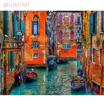 

SDOYUNO Venice town landscape oil painting by numbers kits for adults color by number acrylic paints HandPainted for home decor