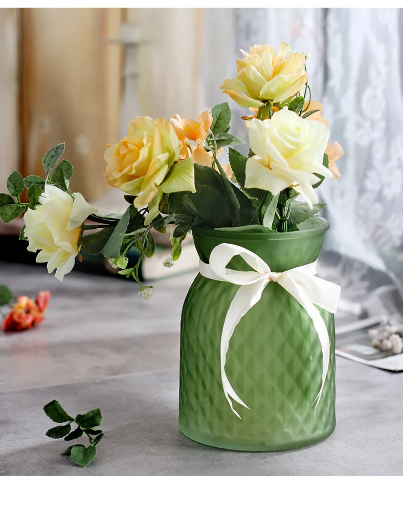 Разноцветная стеклянная ваза INS Гидропоника зеленая Роза лотоса Лилия ваза, домашний декор аксессуары современные цветочные вазы для дома