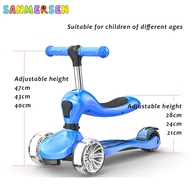 Baby Scooter Balance Bike Tricycle Bike Ride Toys Children Collapsible 2 in 1 Kids Baby Walker Indoor Outdoor Toys 1-6 Years 2