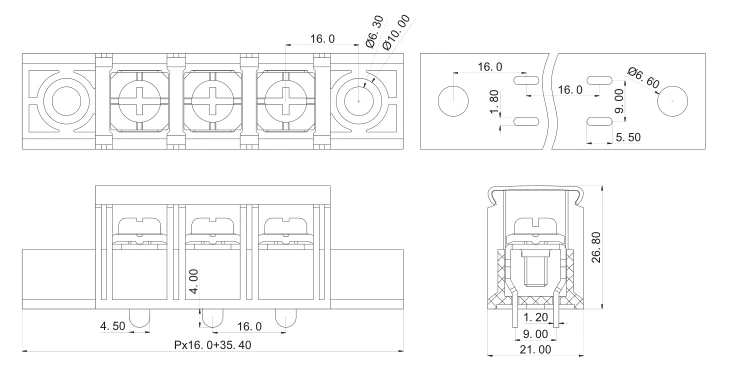 KF88 KF88SAM 16,0 2P~ 12P PCB разъем барьер клеммный блок 16,0 мм 2PIN~ 12PIN 65A/600V Феникс контакт DEGSON