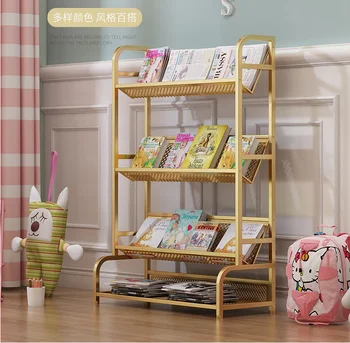 

Nordic simple bookshelf floor to floor simple bedroom books, newspapers and magazines storage rack kids furniture wall shelves