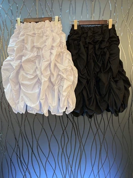 

2020 Spring and Summer New Women's Wrinkle Irregular Decorative Solid Color All-match Mid-Length Skirt 404