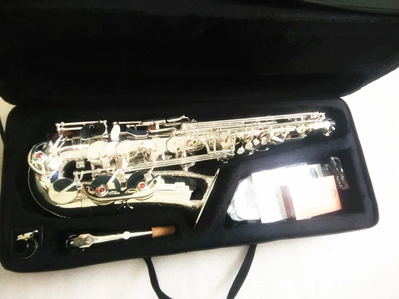 Саксофон альт инструмент высокого качества посеребренный музыкальный инструмент альт-саксофон и чехол