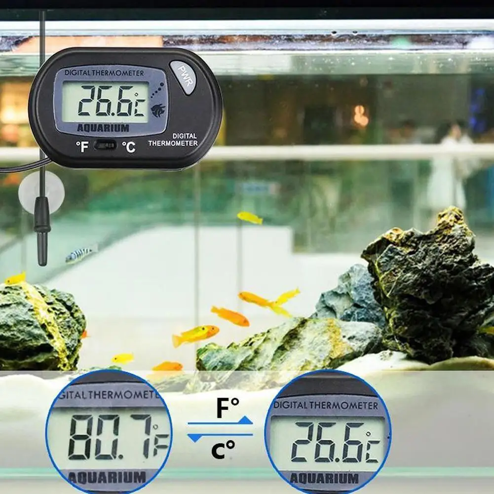 Fish Tank Thermometer LCD Digital Aquarium Water Temperature Meter Aquarium  Temp Aquatic Alarm Pet Supplies With Sucker - AliExpress