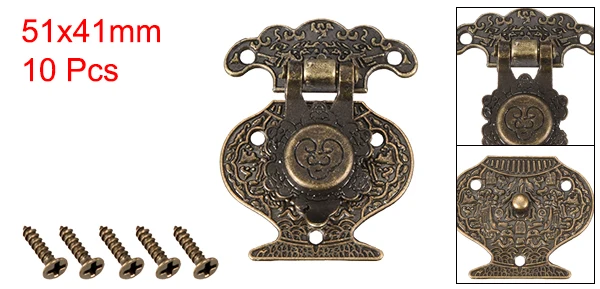 Bronze 51x41mm 10pcs Uxcell 1/2/5/10 шт Деревянный ящик Защёлки груди Стальная Монтажная застежка-молния, на застежке, серебро/золото/бронза тон Античная Стиль - Цвет: Bronze 51x41mm 10pcs