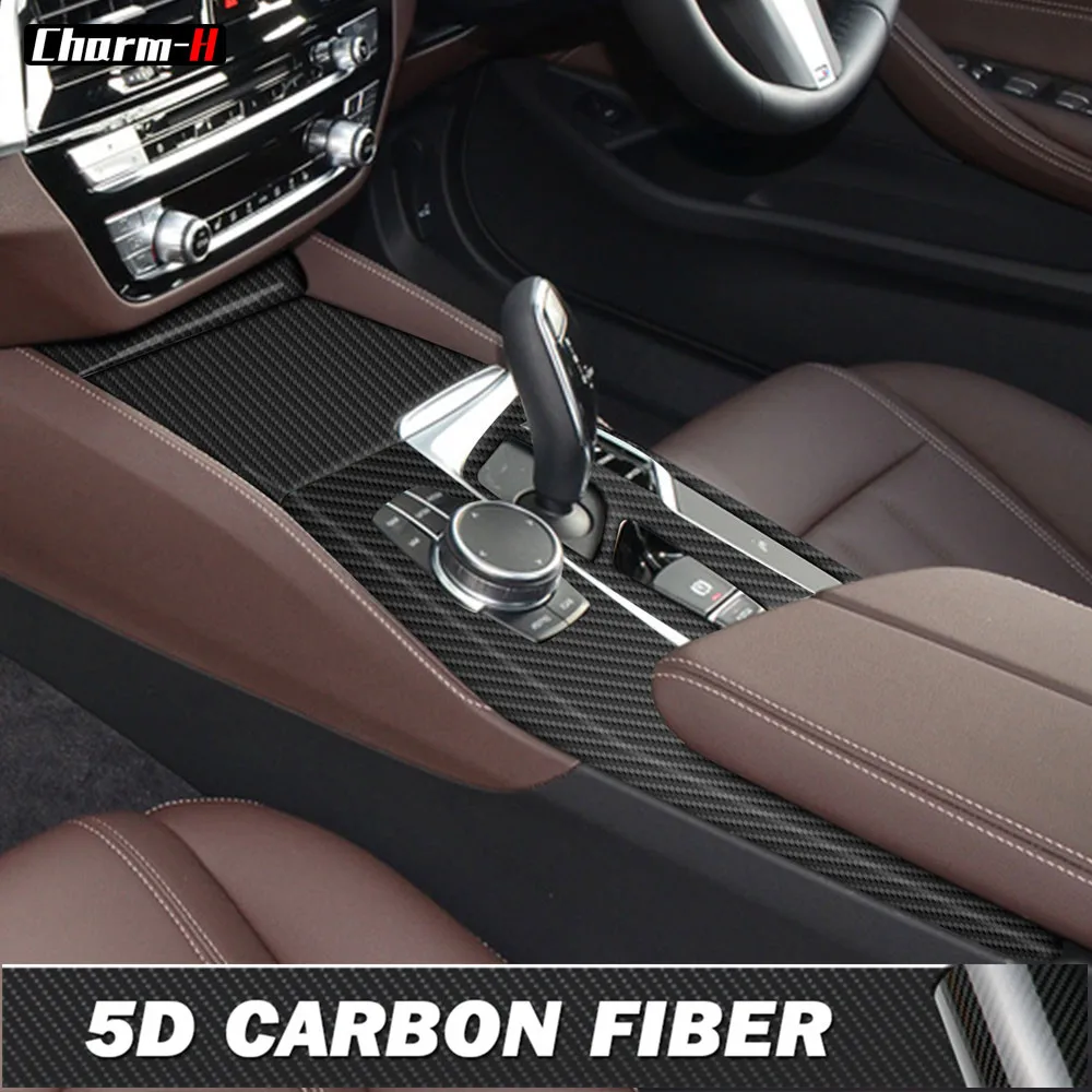 

5D Carbon Fiber Interior Center Console Gear Shift Panel Protection Film Sticker For BMW G30 RHD Right Hand Driver Accessories