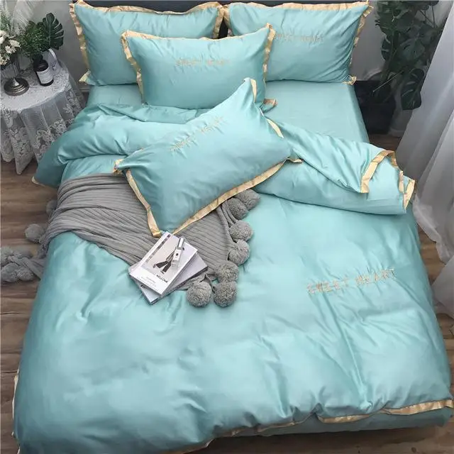 Light blue Домашний текстиль, комплекты постельного белья для взрослых, Комплект постельного белья, белый, черный, пододеяльник, одеяло 35 - Цвет: Light blue