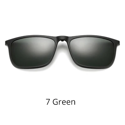 7 Green Ralferty, магнитные солнцезащитные очки, мужские, 5 в 1, поляризационные, на застежке, солнцезащитные очки, женские, квадратные, солнцезащитные очки, ультра-светильник, очки ночного видения A8804 - Цвет линз: 7 Green