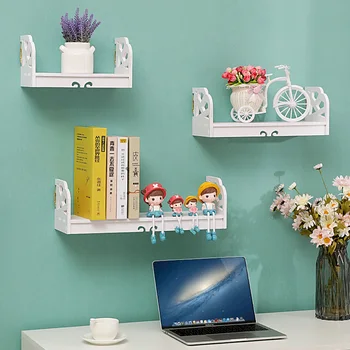 

Wall shelf free punching Bedroom TV wall decoration wall hanging Cosmetic storage rack word partition MJ1103