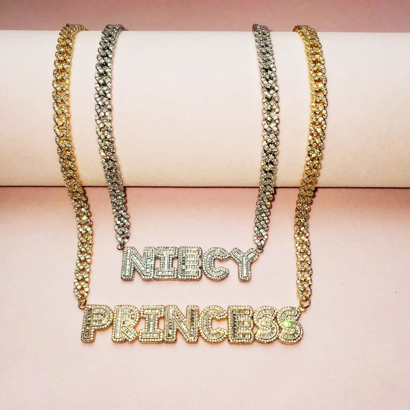 Custom Name Necklace Small Baguette 
