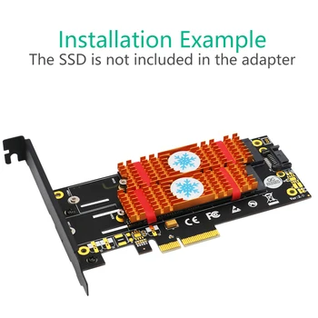 

4X SATA 3.0 SSD Converter Adapter Module with Radiators+LED for M.2 B+M KEY to PCI-E Office Caring Computer Supplies