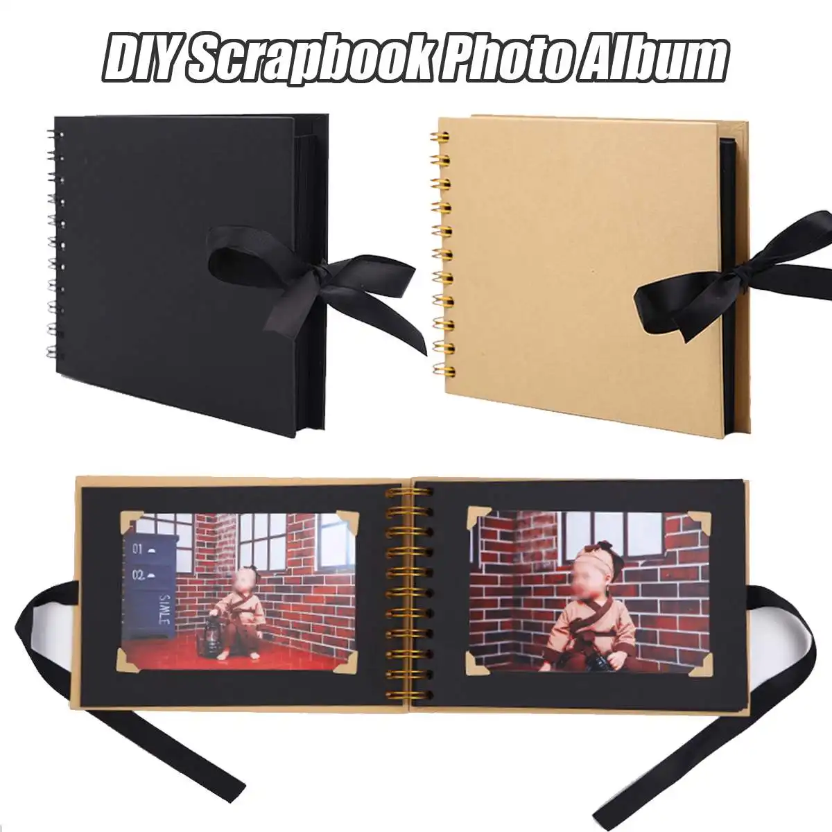 

30 Pages DIY Card Album Photo Scrapbook Handmade Craft Paper 250g Black Card Sheets DIY Wedding Gift Black Yellow