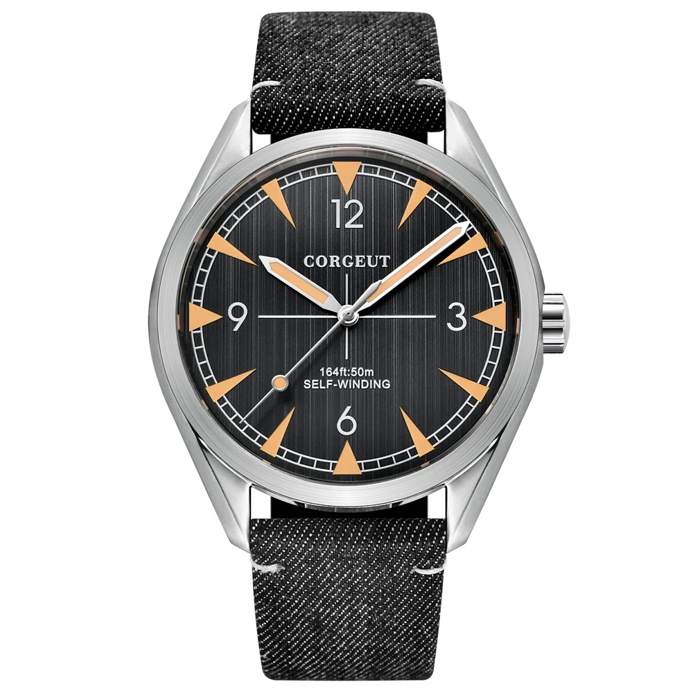black dial Мужские автоматические механические часы Corgeut, роскошные модные повседневные брендовые кожаные мужские водонепроницаемые спортивные мужские часы, мужские часы - Цвет: black dial