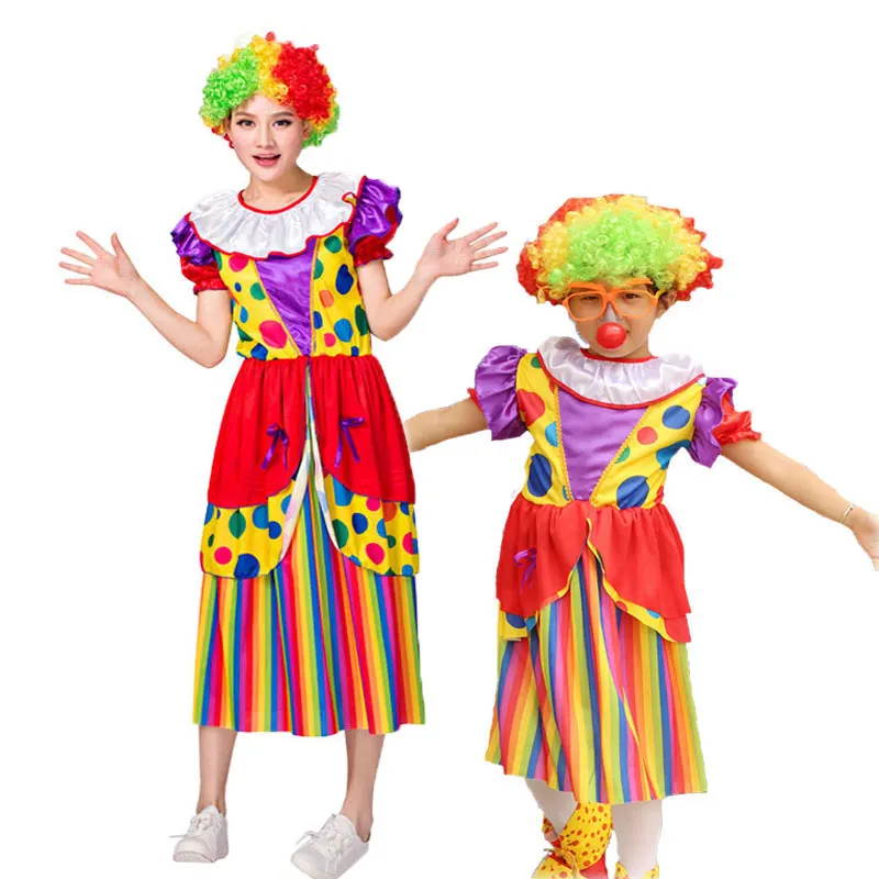 Umorden Хэллоуин карнавальные костюмы Мама Дети обувь для девочек Цирк клоун костюм семья косплэй длинное платье мамы и дочки