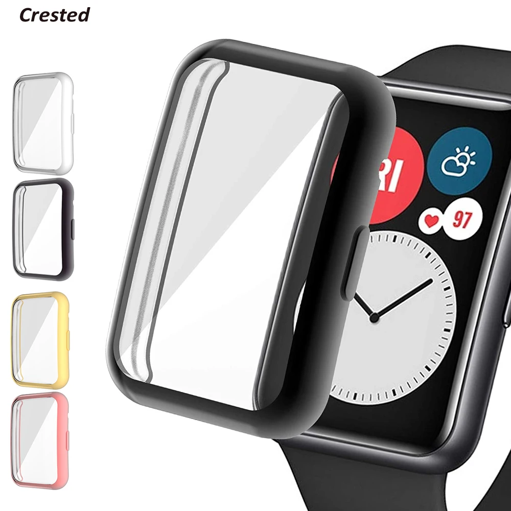 Funda chapada para Huawei Watch fit, accesorios para reloj inteligente, Protector de pantalla envolvente de TPU para Huawei Watch fit 2020