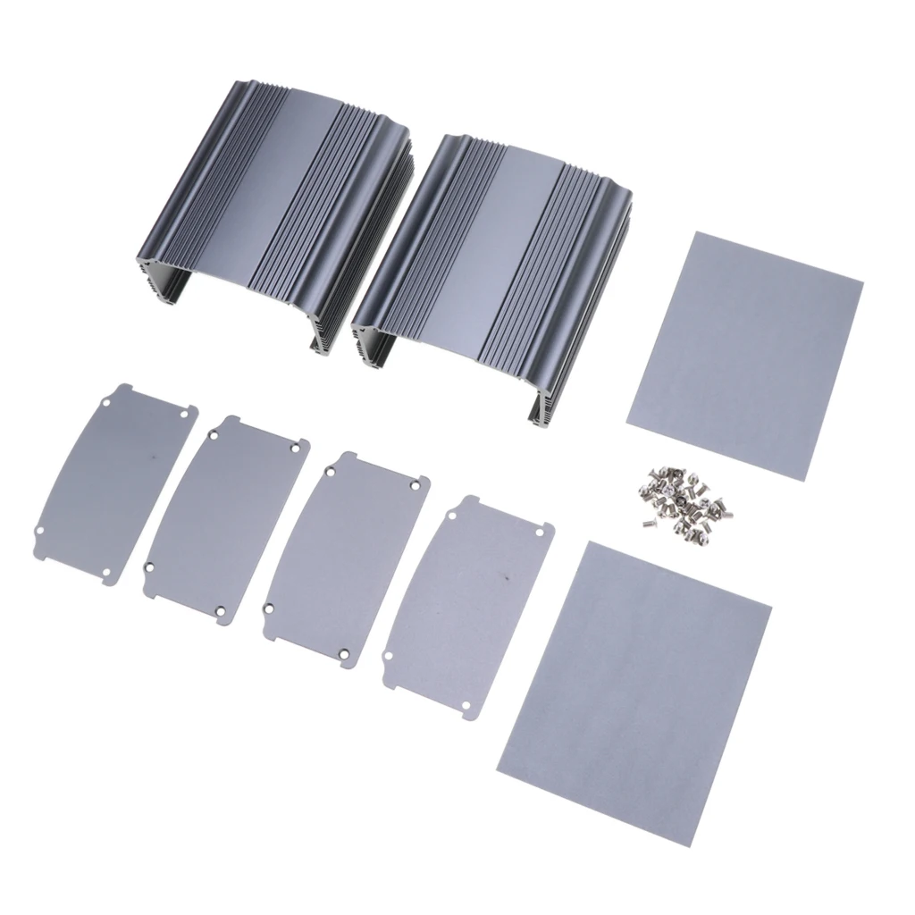 2 Packs Extruded Aluminum Electronic Power Enclosure PCB instrument Project Box Case DIY, 3.46 x 1.85 x 3.94 inch