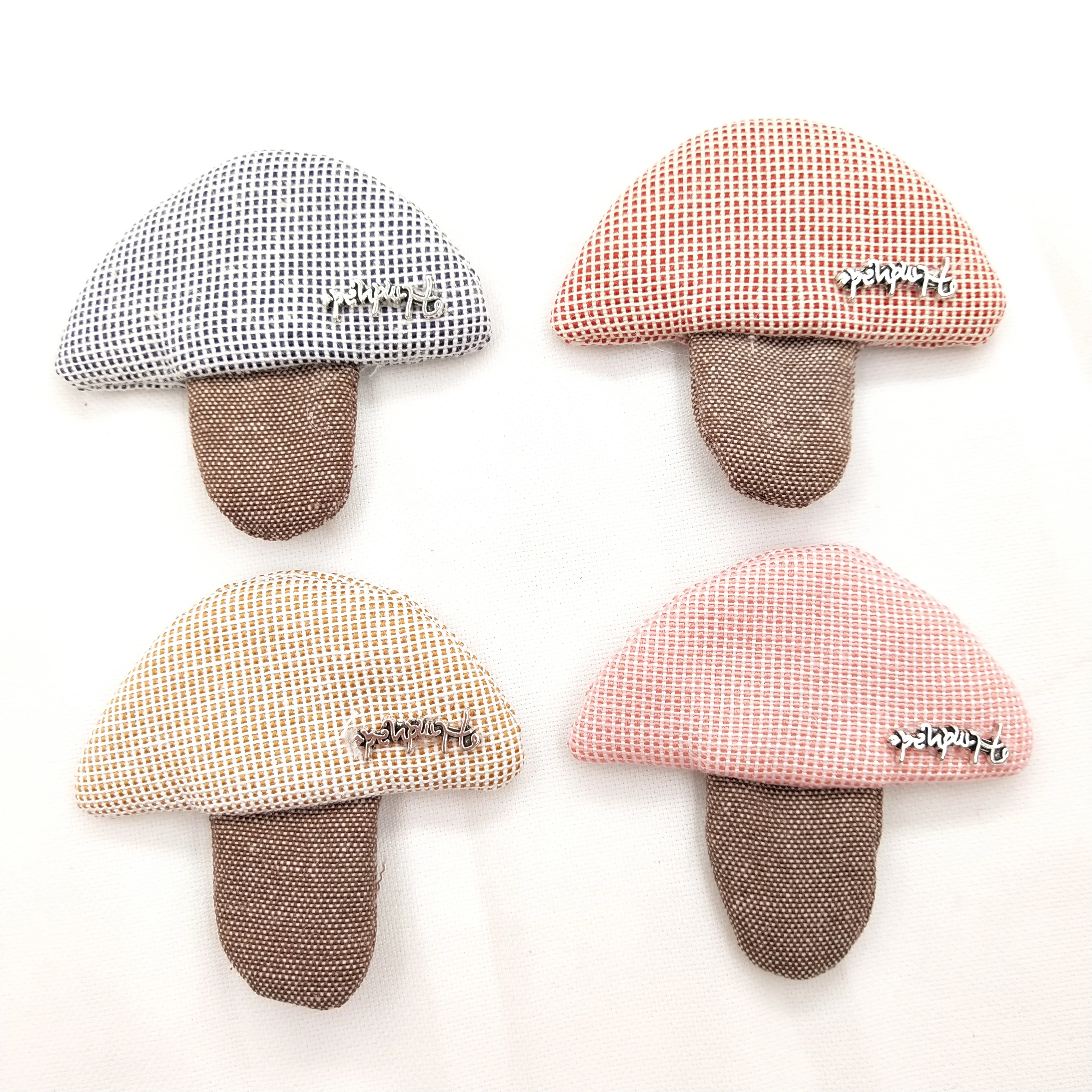 12pcs Cloth Plaid Mushroom Patch DIY Sewing Clothing Headwear Hair Clip Shoes Bag Accessories Handicraft Materials
