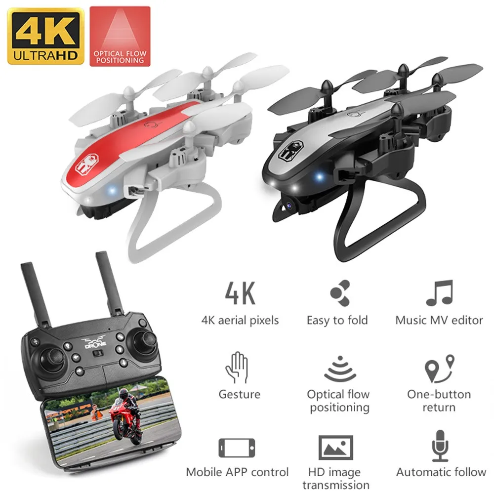 KY909 разборный Дрон с одним ключом взлет и посадка двойная камера 4K HD WiFi FPV 3D флип оптический поток RC Квадрокоптер