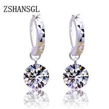 Горячая Распродажа Настоящее 925 пробы серебро ослепительные 8 мм 2ct CZ серьги-гвоздики для женщин модный бренд S925 серебряные ювелирные изделия подарок