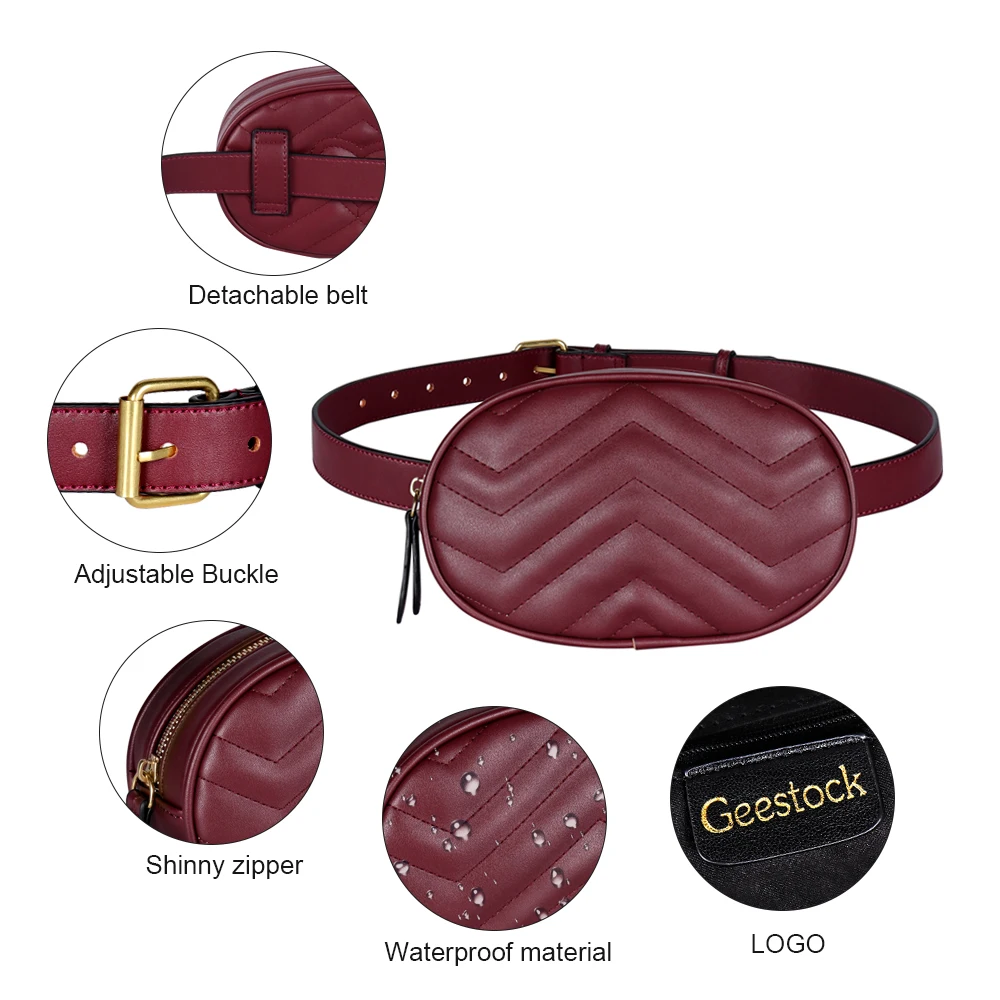 Geestock Fashion Women Waist Packs Bag for PU Leather Round Belt Bag Female Luxury Fanny Pack Crossbody Chest Bags Woman Handbag