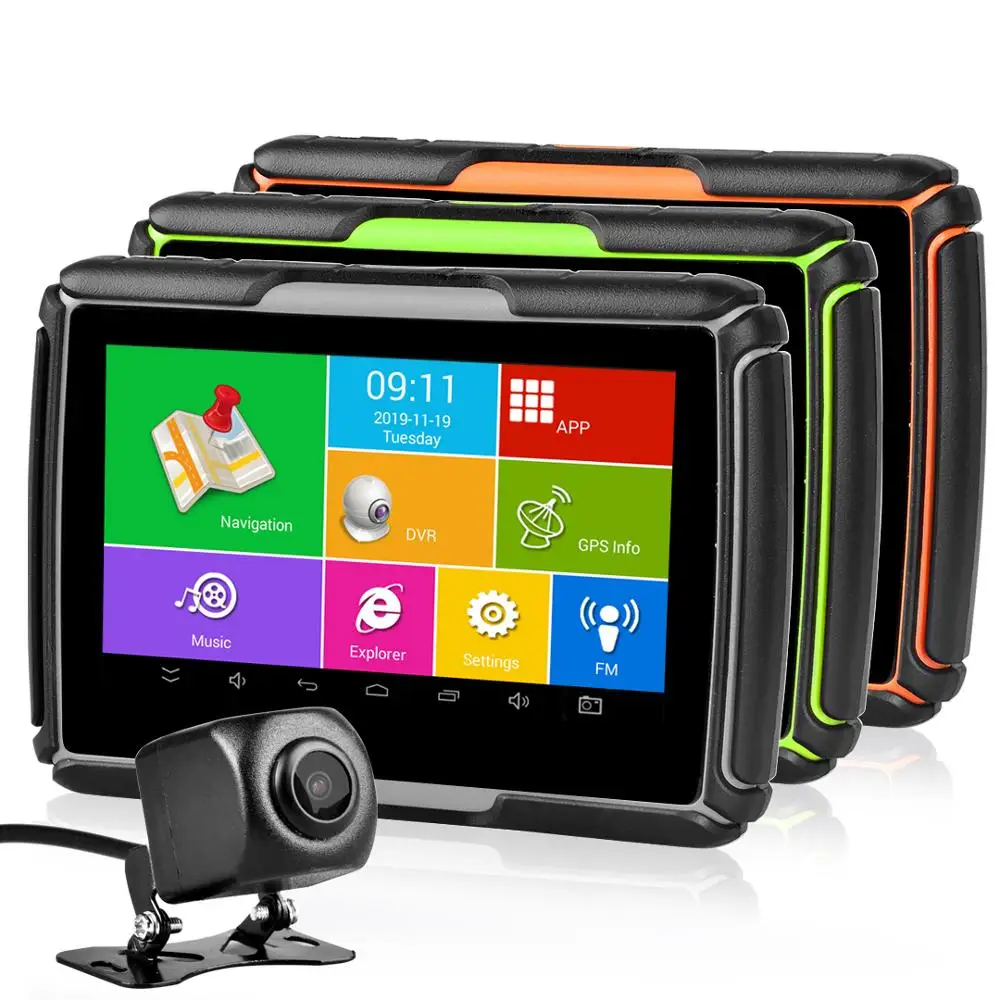 Fodsports gps навигация с видеокамерой DVR Водонепроницаемый wifi BT gps навигация Systerm мотоцикл 4,3 дюймов TFT сенсорный экран