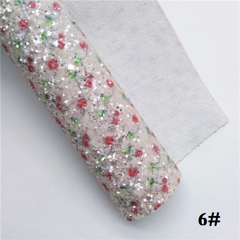 6 Glitterwishcome 21X29 см A4 Размер блестящая ткань, вишневый блеск с принтом Кожа, блестящие кожаные листы винил для бантов, GM592A - Цвет: 6