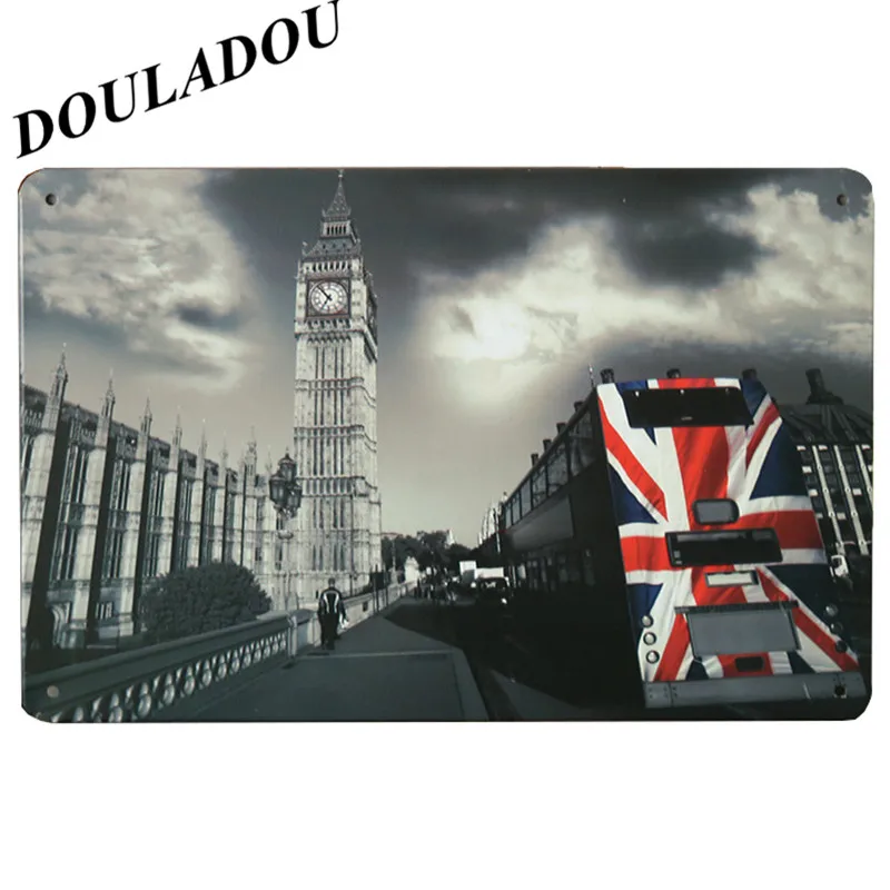 [Douladou] Big Ben Arc de Triomphe строительные работы жестяная вывеска магазин Паб Клуб Бар Отель украшения стены Винтаж Бар Decor20x30CM - Цвет: 17