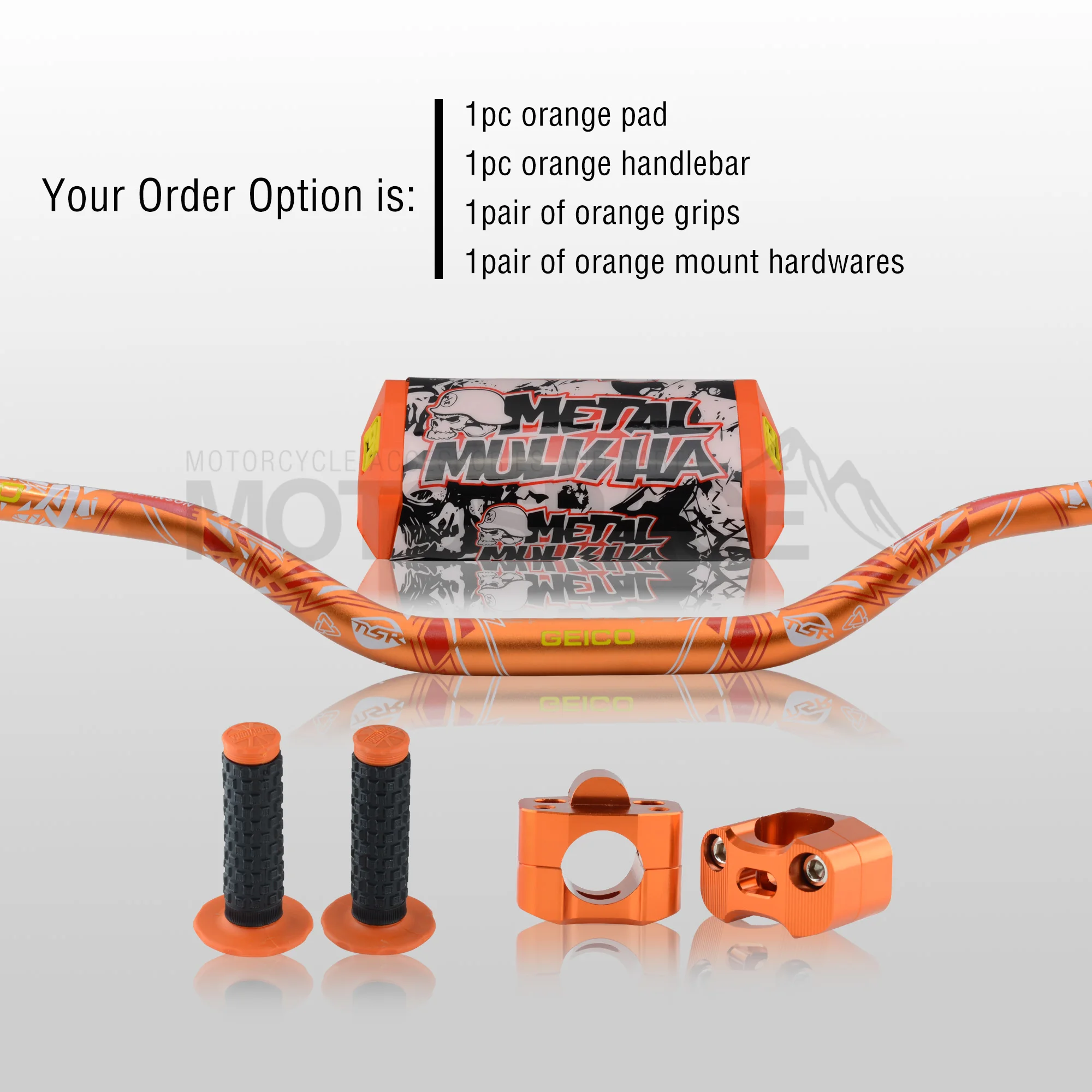 Руль для Pro Taper Pack Bar 1-1/" Phantasy ручка бар колодки ручки Pit Pro Гонки Грязь велосипед ямы мотоцикл с адаптер cnc - Цвет: Orange Full Kit