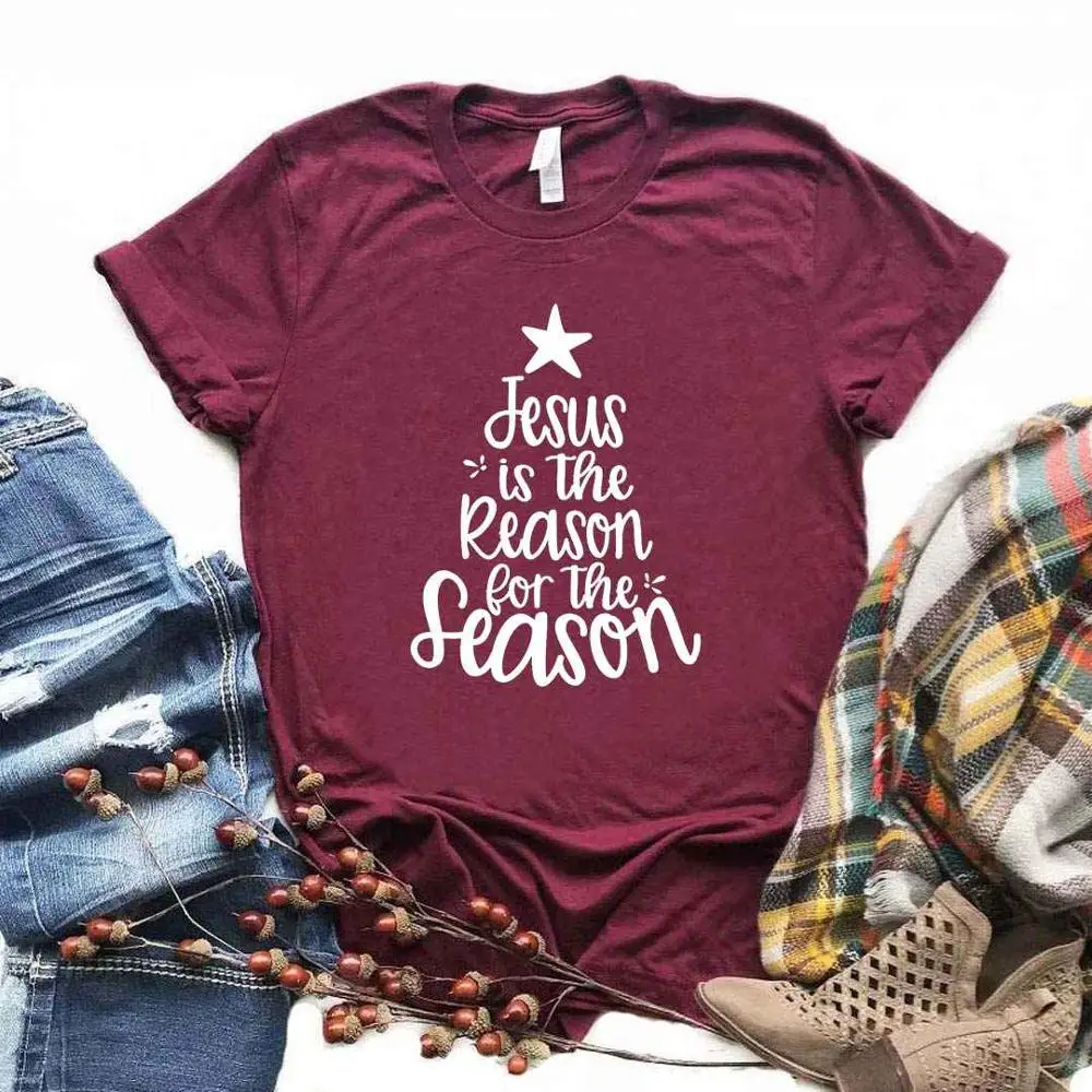 Jesus is the reason/сезон Рождество женская футболка хлопок Повседневная забавная футболка подарок леди Yong Девушка Топ тройник 6 цветов A-1069