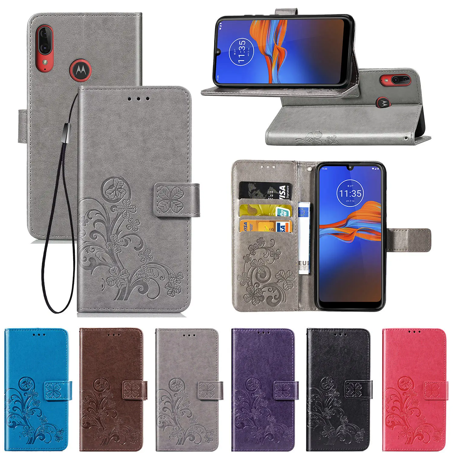 Флип Чехол Для MOTO E6 плюс Чехол из искусственной кожи+ ТПУ чехол-портмоне с функцией подставки держатель для карт слотов для карт силиконовый чехол для телефона для MOTO E6 плюс Чехол