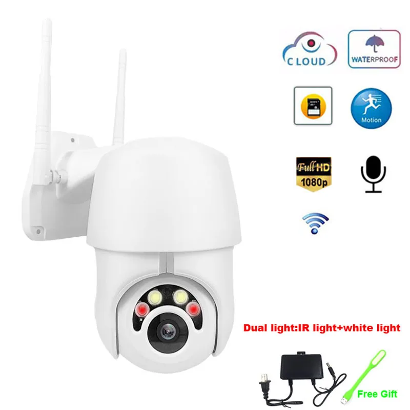 Мини ptz wi-fi камера с автоматическим отслеживанием Wifi Беспроводная ip-камера двухсторонняя аудио ИК детектор движения свет+ белый свет CCTV камера
