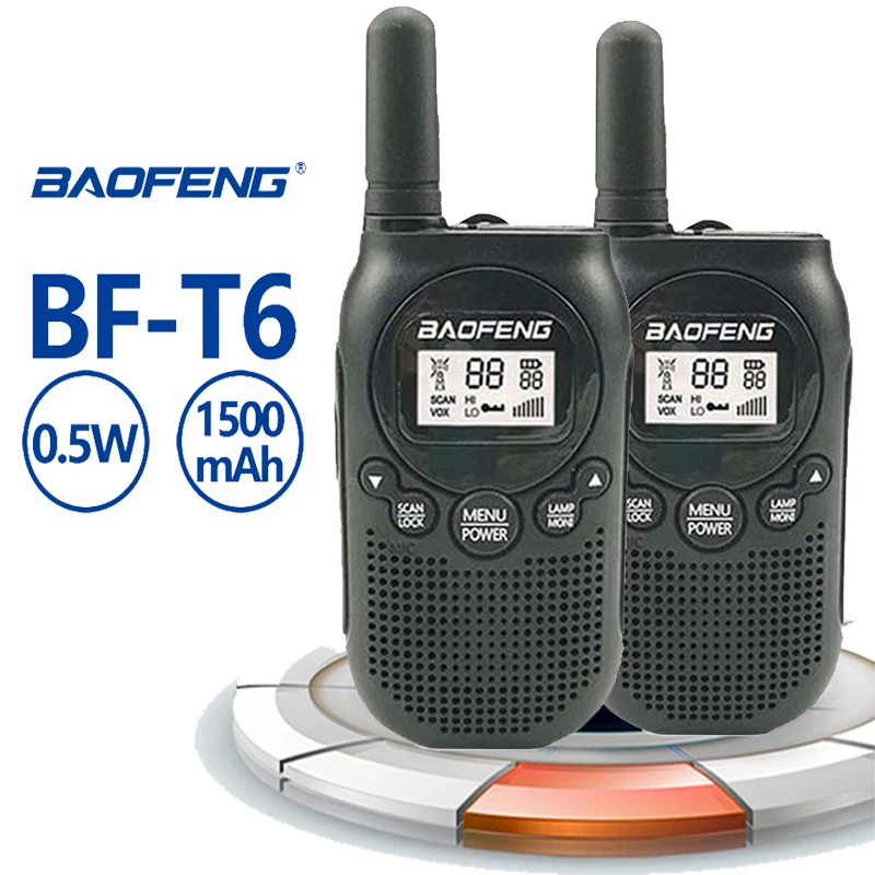 2 шт. Baofeng T6 мини рация 0,5 Вт 1500 мАч FRS PMR 16CH двухсторонняя радио игрушка подарок Детская игрушка радиостанция радио сканер