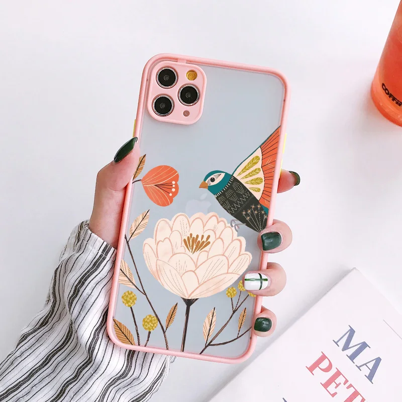 Floral Bird Design Phone Case With Owl & Swan Illustrations