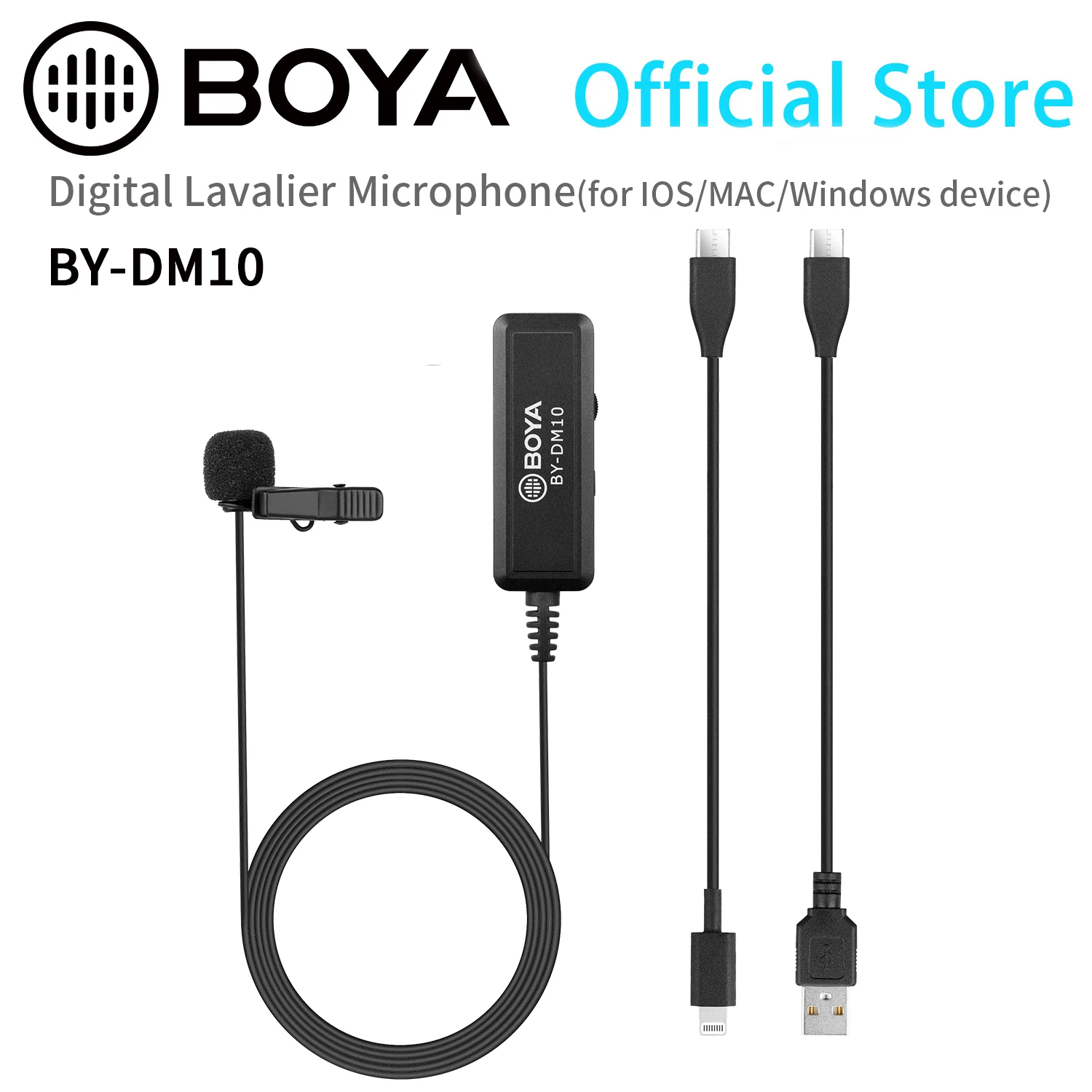 Boya Microphone Lavalier Numérique Bydm10, Pour Ios, Android, Mac