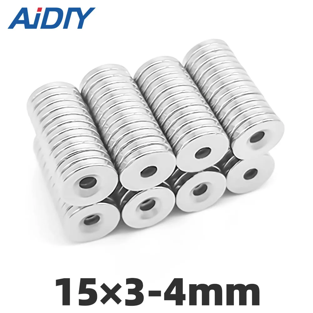 

20/50/100 pcs 15x3mm Hole 4mm Super strong round countersunk magnets N35 permanent neodymium magnet