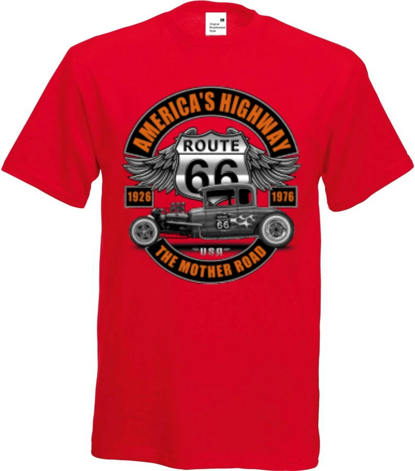 

Red Shirt With A Hot Rod Us Car - &Amp' 50 Stylemotiv Model American Capable