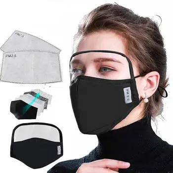

100Pcs Black Mask Cotton Dustproof Outdoor Protective Face Mask With Eyes Shield Pollution Masks Facemask Cover Wholesale