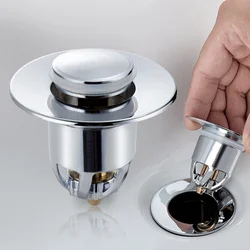 Stainless steel bounce core push type drainage filter universal wash basin push type sink bathroom bathtub plug water stop New