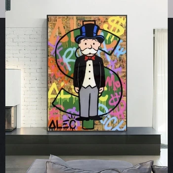 

Alec Monopolyingly Richie Scrooge Dollars Canvas Painting Posters Graffiti Prints Wall Street Art Pictures For Living Room Decor