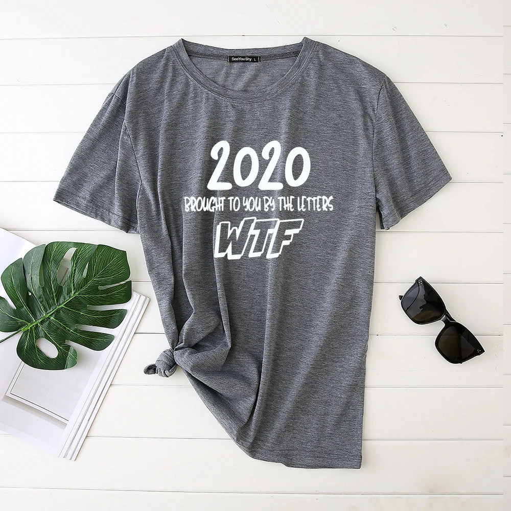 Seeyoushy 2020 Brought To You By The Letters WTF Women's T-shirt Round Neck Cotton Funny Tshirt for Women Tops Mulher Camisetas Seeyoushy 2020 Brought To You By The Letters WTF Women's T-shirt Round Neck Cotton Funny Tshirt for Women Tops Mulher Camisetas