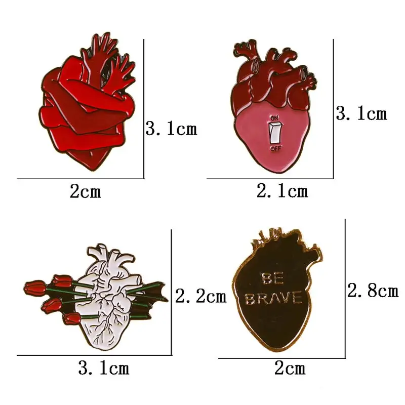 Heart Pin Badges Punk Icon Backpack Set Enamel Brooch Metal Badge Clothes Accessories Jewelry Gift Lapel Pin Bags