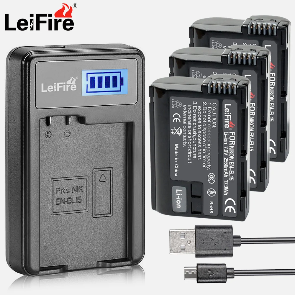 3 шт. EN-EL15 EL15 EN-EL15a ENEL15a RU EL15a Батарея + USB Dual Зарядное устройство для Nikon D850 D810 D810A D750 D500