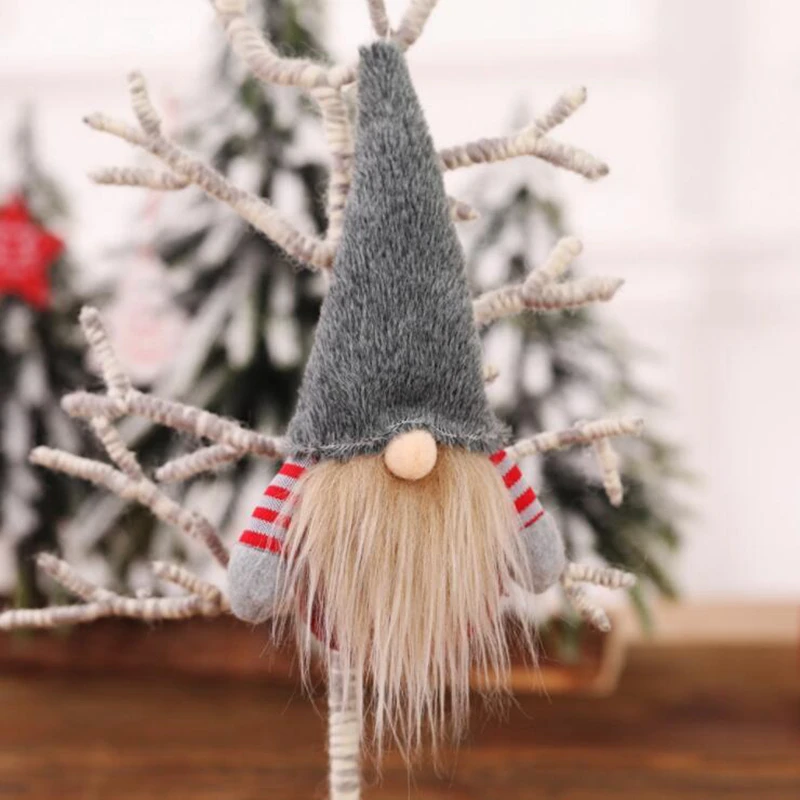 19.5*12CM Christmas Decorations Christmas Pendant Faceless Doll Christmas Tree Pendant Gift Rudolph Doll