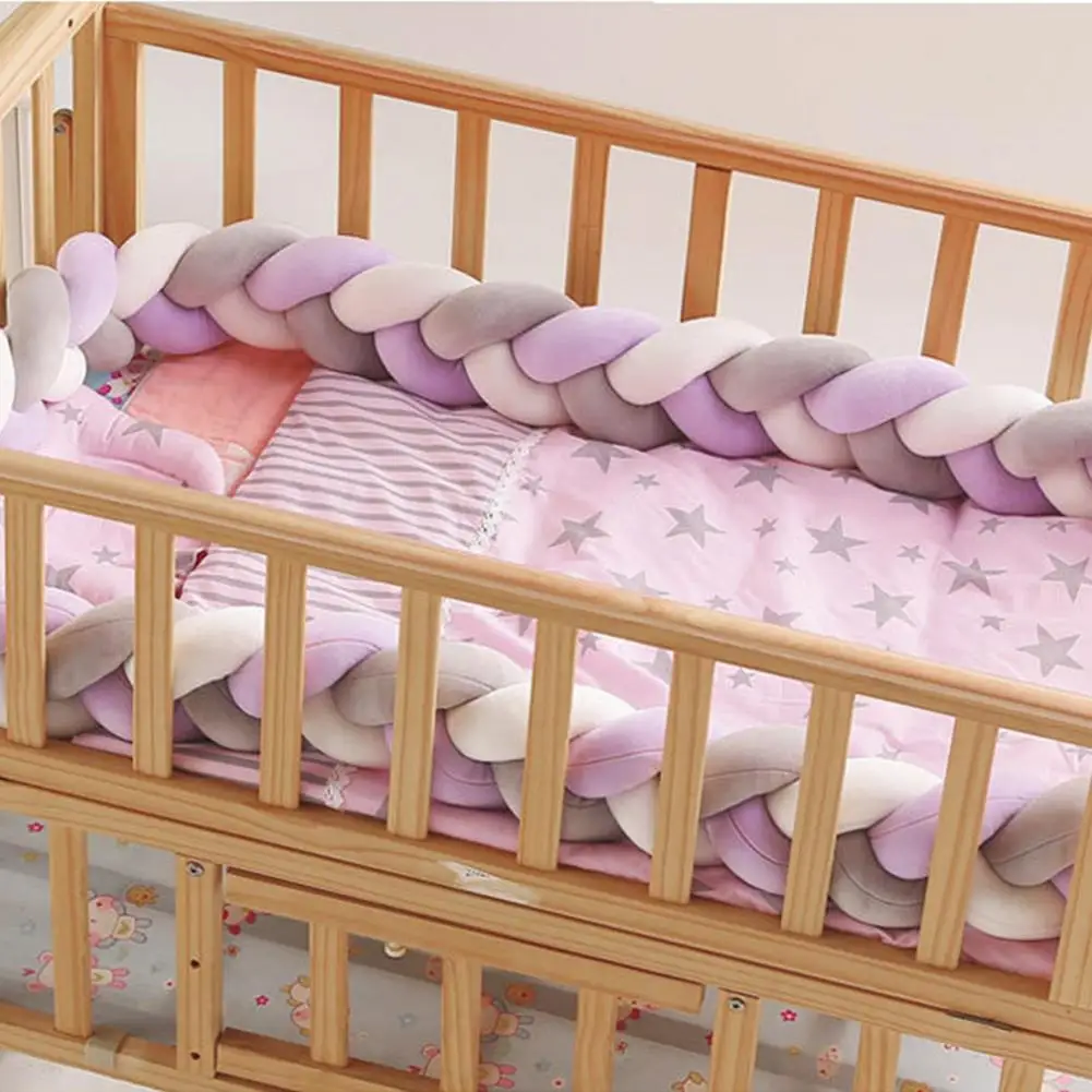Bed Barrier 2.2M Baby Bed Bumper Soft Twist Braid Knot Infant Pillow Cushion Bumper Protective Cradle Cot Room Decor