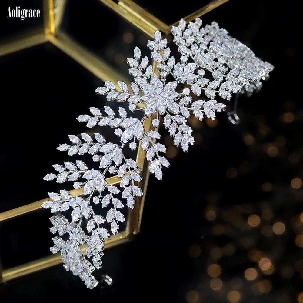 2022 Fashion Cubic Zirconia Soft Headband CZ Wedding Hairband for Women Diadem Bride Princess Headpiece Crowns Hair Accessories 