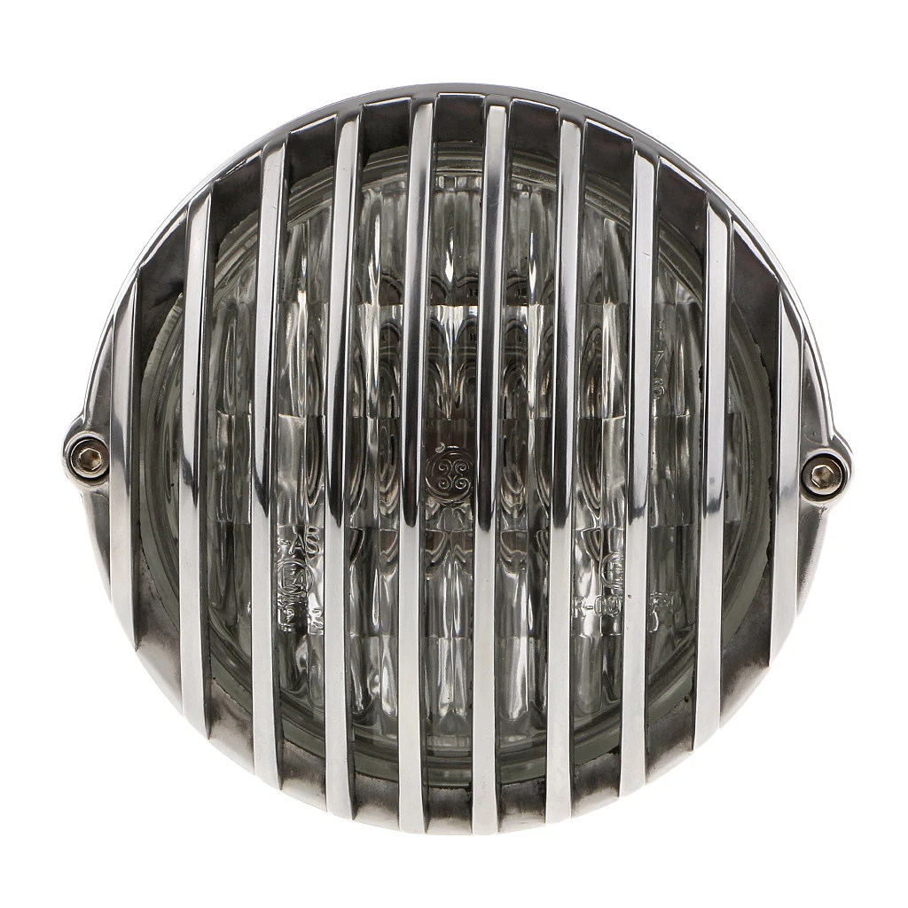 1 Pcs Motorcycle Front Headlight with Grill Cover Housing For Bobber 12V 55W H4 Bulb Running Lights& Low Beam 5 Colors