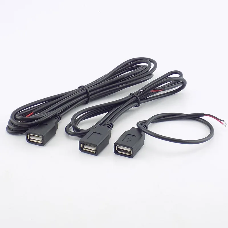 0,3/1/2 M USB 2,0 Тип женский 2 Pin DIY Удлинительный кабель силовой сети постоянного тока 5В Питание адаптер Разъем зарядного устройства провода L19