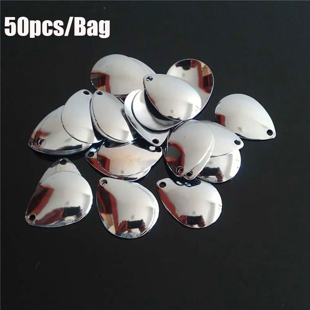 50pcs Spinner Tackle Sequin Smooth Nickel Vibration Spoon Metal Blades VIB Lure Fishing Attractor | Спорт и развлечения